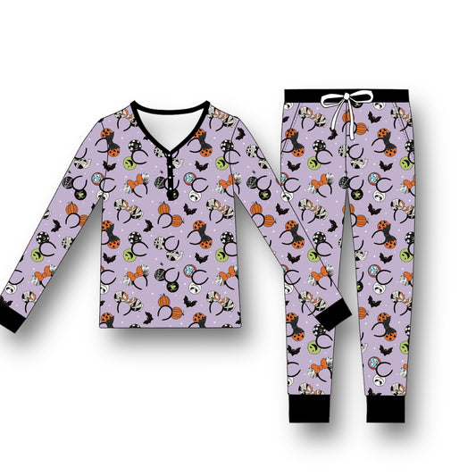 Spooky Ears (purple): (Adult) Bamboo Pajama